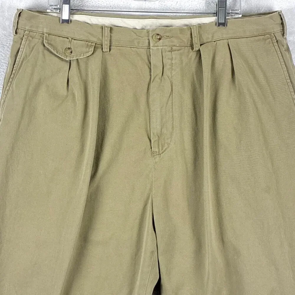 Polo Ralph Lauren Pants Men 38x31 Beige Twill Field Chino Pleated Preppy Classic